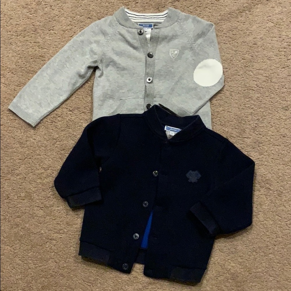 Jacadi gray cardigan 36M & Navy Cardigan 24M